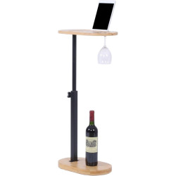 Βοηθητικό Τραπεζάκι Relaxdays C-Table Ρυθμιζόμενο από Μπαμπού με Θέσεις για Tablet / Κινητό & Ποτήρι 45–82 x 40 x 22cm - Natural / Black (10053048)