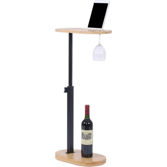 Βοηθητικό Τραπεζάκι Relaxdays C-Table Ρυθμιζόμενο από Μπαμπού με Θέσεις για Tablet / Κινητό & Ποτήρι 45–82 x 40 x 22cm - Natural / Black (10053048)