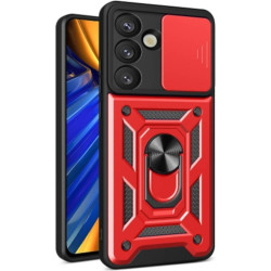 Θήκη Samsung Galaxy S26 Bodycell Armor Slide Ανθεκτική με Κάλυμμα για την Κάμερα & Μεταλλικό Ring Holder - Red (5206015086212)