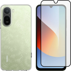 Θήκη & Tempered Glass Xiaomi Redmi A7 Pro 4G Vivid Set TPU Clear Case Σετ Διάφανη Σιλικόνης & Full Face Αντιχαρακτικό Γυαλί Προστασίας Οθόνης - Transparent / Black (VIVGGS000027)