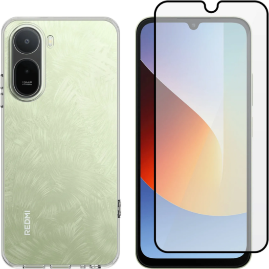 Θήκη & Tempered Glass Xiaomi Redmi A7 Pro 4G Vivid Set TPU Clear Case Σετ Διάφανη Σιλικόνης & Full Face Αντιχαρακτικό Γυαλί Προστασίας Οθόνης - Transparent / Black (VIVGGS000027)