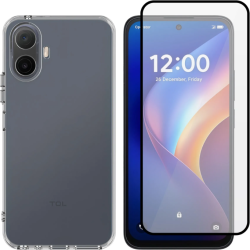 Θήκη & Tempered Glass TCL K70 Vivid Set TPU Clear Case Σετ Διάφανη Σιλικόνης & Full Face Αντιχαρακτικό Γυαλί Προστασίας Οθόνης - Transparent / Black (VIVGGS000028)