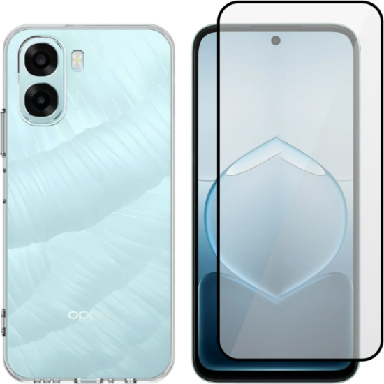 Θήκη & Tempered Glass Oppo A6x 4G Vivid Set TPU Clear Case Σετ Διάφανη Σιλικόνης & Full Face Αντιχαρακτικό Γυαλί Προστασίας Οθόνης - Transparent / Black (VIVGGS000033)
