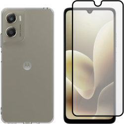 Θήκη & Tempered Glass Motorola Moto G06 Vivid Set TPU Clear Case Σετ Διάφανη Σιλικόνης & Full Face Αντιχαρακτικό Γυαλί Προστασίας Οθόνης - Transparent / Black (VIVGGS000034)