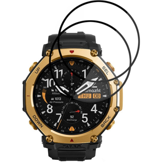 Hybrid Glass Amazfit T-Rex 3 Pro 48mm Techsuit Nano Flex Full Face Αντιχαρακτικό Υβριδικό Γυαλί Προστασίας Οθόνης 2 Τεμάχια - Black (5949419359840)