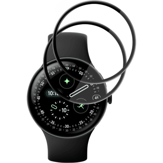 Hybrid Glass Google Pixel Watch 4 45mm Techsuit Nano Flex Full Face Αντιχαρακτικό Υβριδικό Γυαλί Προστασίας Οθόνης 2 Τεμάχια - Black (5949419359819)
