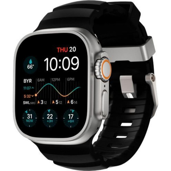 Λουράκι Apple Watch Ultra/SE/11/10/9/8/7/6/5/4 (49/46/45/44mm) Nomad Rocky Point Band Special Edition Αδιάβροχο FKM & Τιτάνιο - Carbon Black / Natural Titanium (NM009889858)