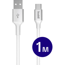 Καλώδιο USB-A Buddi Flex Φόρτισης & Μεταφοράς Δεδομένων σε Type-C 100cm 12W 5 Έτη Εγγύηση - White (8719246560286)