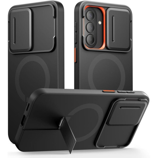 Θήκη Samsung Galaxy A57 Tech-Protect Kevlar Aura με MagSafe / KickStand & Κάλυμμα για την Κάμερα - Black / Orange (5906302340163)