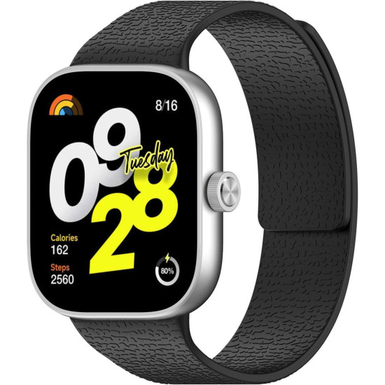 Λουράκι Xiaomi Smart Band 9 Pro / 8 Pro / Redmi Watch 6 / 5 / 4 Techsuit Watchband W016 Μαγνητικό Σιλικόνης - Black (5949419340985)