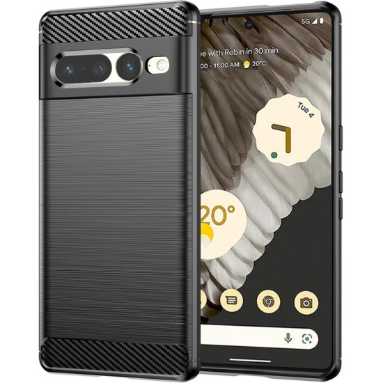 Θήκη Google Pixel 7 Pro Techsuit Carbon Silicone Σιλικόνης - Black (5949419018587)