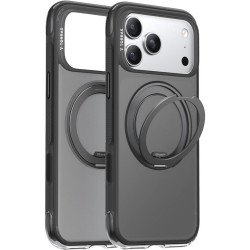 Θήκη iPhone 17 Pro Torras Ostand R Air Ημιδιάφανη Ανθεκτική με MagSafe & Περιστρεφόμενο KickStand - Shadow Black (6938075680169)