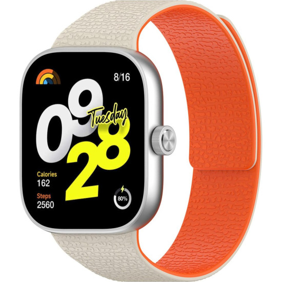 Λουράκι Xiaomi Smart Band 9 Pro / 8 Pro / Redmi Watch 6 / 5 / 4 Techsuit Watchband W016 Μαγνητικό Σιλικόνης - Starlight / Orange (5949419340930)