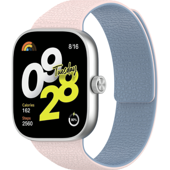 Λουράκι Xiaomi Smart Band 9 Pro / 8 Pro / Redmi Watch 6 / 5 / 4 Techsuit Watchband W016 Μαγνητικό Σιλικόνης - Pink / Blue (5949419340978)