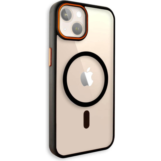 Θήκη iPhone 13 Bodycell DualTone Hybrid Case Διάφανη Σκληρή με MagSafe & TPU Bumper - Black (5206015086410)