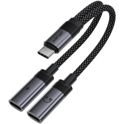 Αντάπτορας Acefast J14 2-in-1 Splitter Ήχου & Φόρτισης Type-C (Male) σε 2 x Type-C (Female) 60W - Black (6974316285823)