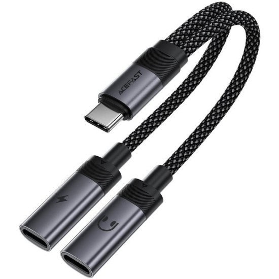 Αντάπτορας Acefast J14 2-in-1 Splitter Ήχου & Φόρτισης Type-C (Male) σε 2 x Type-C (Female) 60W - Black (6974316285823)