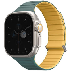 Λουράκι Apple Watch Ultra/SE/11/10/9/8/7/6/5/4 (49/46/45/44mm) Uniq Revix Evo Αναστρέψιμο Μαγνητικό από Premium Σιλικόνη - Viridian Green / Burnt Yellow (UNIQ-49MM-REVEVGRNBYEL)