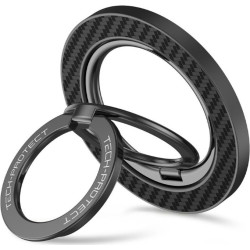 Βάση Στήριξης Tech-Protect MMR800 Μαγνητικό MagSafe Phone Ring με Επιπλέον Αυτοκόλλητο Δακτύλιο MagSafe - Carbon Black (5906302323159)