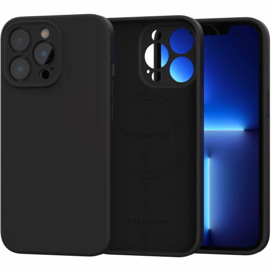 Θήκη iPhone 13 Pro Spacecase Silicone Mag Case Σιλικόνης με MagSafe - Black (5905719138707)