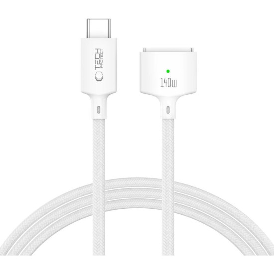 Καλώδιο Type-C Tech-Protect MMC01 UltraBoost Φόρτισης σε Μαγνητικό MagSafe 3 για MacBook με LED 200cm 140W - White (5906302323296)