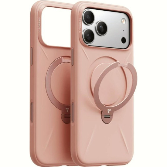 Θήκη iPhone 17 Pro Max Torras Ostand Spin Silicone Ανθεκτική με MagSafe & Περιστρεφόμενο KickStand - Blush Pink (6938075662301)
