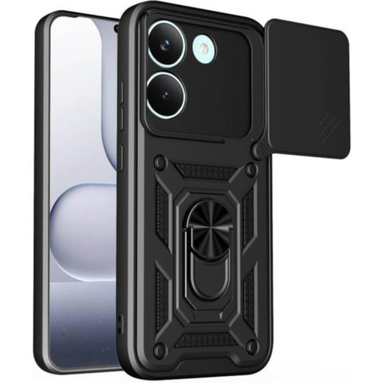 Θήκη Xiaomi Poco X8 Pro Bodycell Armor Slide Ανθεκτική με Κάλυμμα για την Κάμερα & Μεταλλικό Ring Holder - Black (5206015086687)