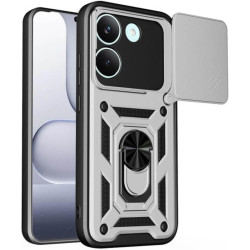 Θήκη Xiaomi Poco X8 Pro Bodycell Armor Slide Ανθεκτική με Κάλυμμα για την Κάμερα & Μεταλλικό Ring Holder - Silver (5206015086700)