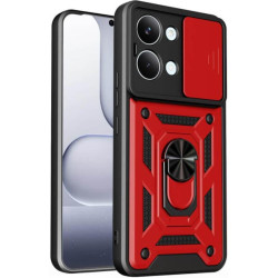 Θήκη Xiaomi Poco X8 Pro Max Bodycell Armor Slide Ανθεκτική με Κάλυμμα για την Κάμερα & Μεταλλικό Ring Holder - Red (5206015086724)