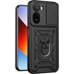 Θήκη Xiaomi Redmi A7 Pro 4G Bodycell Armor Slide Ανθεκτική με Κάλυμμα για την Κάμερα & Μεταλλικό Ring Holder - Black (5206015086748)