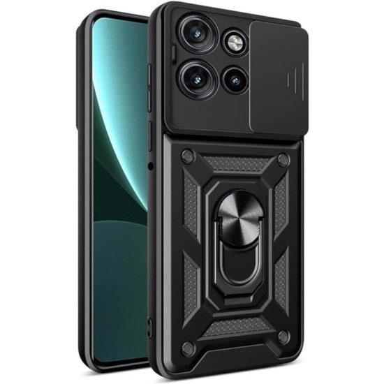 Θήκη Motorola Edge 60 Neo / Edge 50 Neo Bodycell Armor Slide Ανθεκτική με Κάλυμμα για την Κάμερα & Μεταλλικό Ring Holder - Black (5206015086595)