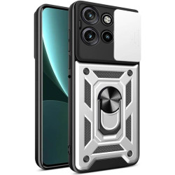 Θήκη Motorola Edge 60 Neo / Edge 50 Neo Bodycell Armor Slide Ανθεκτική με Κάλυμμα για την Κάμερα & Μεταλλικό Ring Holder - Silver (5206015086618)