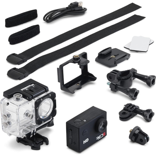 Αδιάβροχη Action Camera The Source RED5 έως 30m με Σετ Στήριξης Οθόνη LCD 2" (5056327920670)