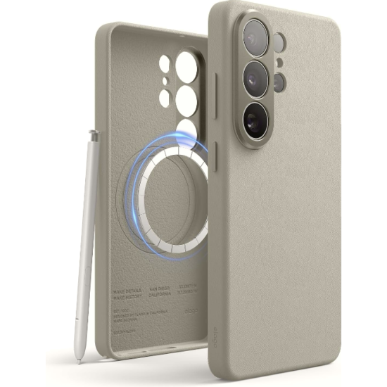 Θήκη Samsung Galaxy S26 Ultra Elago Magnetic Leather από Vegan Δέρμα με MagSafe - Light Grey (EGS26MSLE69-LGY)