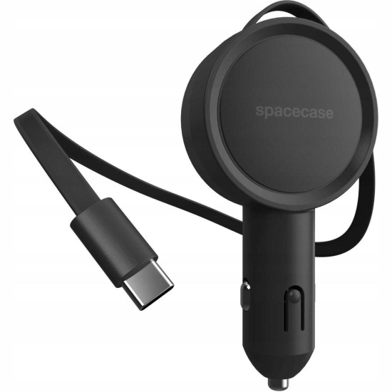 Φορτιστής Αυτοκινήτου Spacecase EasyCable με Ενσωματωμένο Πτυσσόμενο Καλώδιο Type-C 30W - Black (5905719141011)
