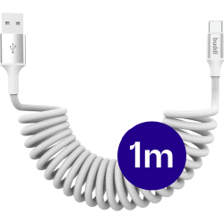 Καλώδιο Buddi Flex USB-A σε Type-C Σπιράλ Φόρτισης και Μεταφοράς Δεδομένων 100cm 12W 5 Έτη Εγγύηση - White (8719246560354)