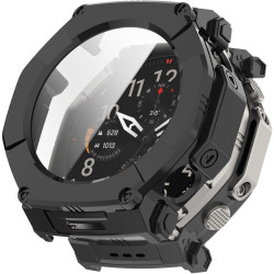 Θήκη Amazfit T-Rex Ultra 2 51mm Techsuit Defense360 Pro με Tempered Glass - Black (5949419364905)