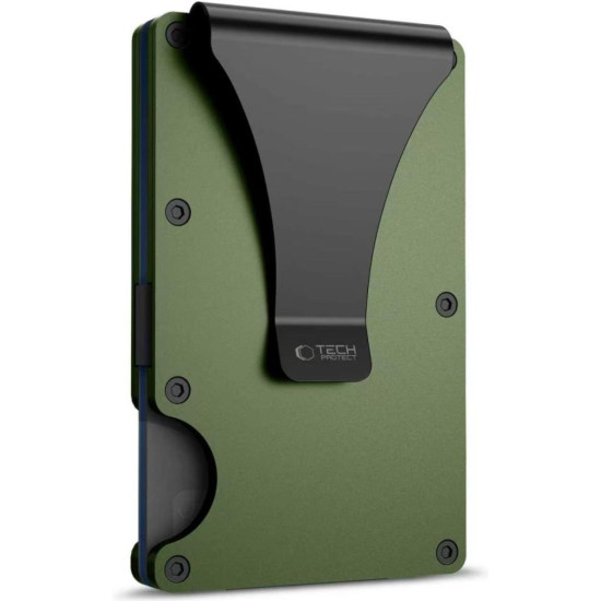 Αντικλεπτική Θήκη / Πορτοφόλι Καρτών Tech-Protect Thorn Card Wallet Σκληρή με RFID & Μεταλλικό Κλιπ - Military Green (5906302323814)