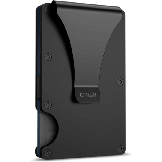 Αντικλεπτική Θήκη / Πορτοφόλι Καρτών Tech-Protect Thorn Card Wallet Σκληρή με RFID & Μεταλλικό Κλιπ - Black (5906302323838)