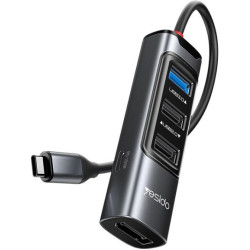 Αντάπτορας Yesido HB23 5in1 Type-C σε 2 x USB 2.0 / 1 x USB 3.0 / 1 x Type-C 100W / 1 x DisplayPort - Gray (6971050263407)