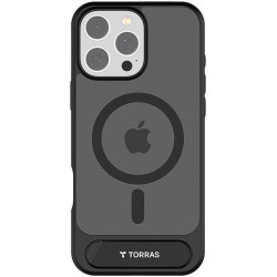 Θήκη iPhone 16 Pro Max Torras Pstand Ημιδιάφανη Ανθεκτική με MagSafe & KickStand - Black (6970592332282)