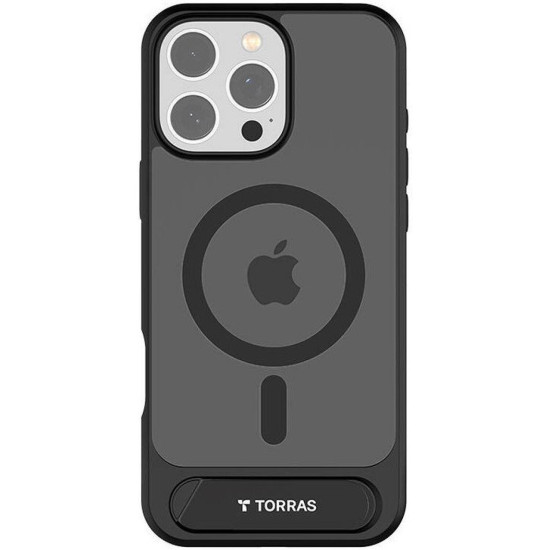 Θήκη iPhone 16 Pro Max Torras Pstand Ημιδιάφανη Ανθεκτική με MagSafe & KickStand - Black (6970592332282)