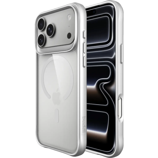 Θήκη iPhone 17 Pro Max Buddi Hybrid Σκληρή Διάφανη με MagSafe - Matched Silver (8719246597374)