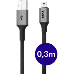 Καλώδιο USB-A Buddi Flex Φόρτισης & Μεταφοράς Δεδομένων σε Mini USB 30cm 12W 5 Έτη Εγγύηση - Black (8719246550836)