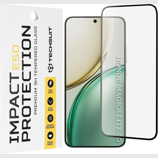 Tempered Glass Honor Magic8 Lite Techsuit ESD Glass Full Face Αντιχαρακτικό Γυαλί Προστασίας Οθόνης - Black (5949419349957)