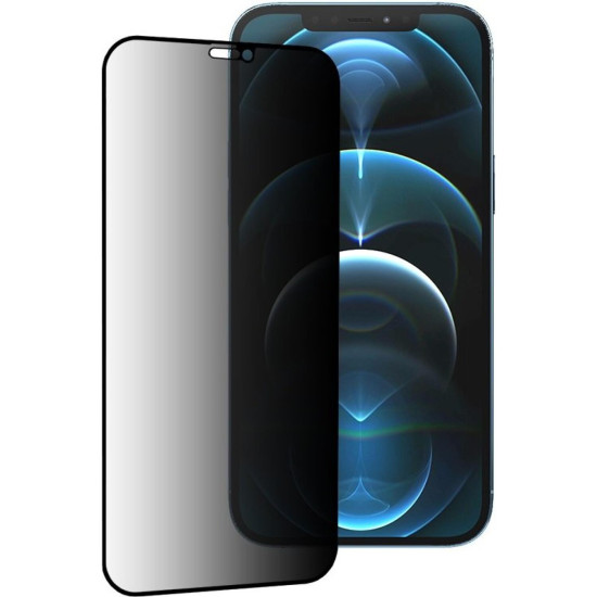 Tempered Glass iPhone 12 Pro Max Techsuit 111D Privacy Full Glue Full Face Αντιχαρακτικό Γυαλί Προστασίας Απορρήτου Οθόνης - Black (5949419126732)