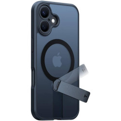 Θήκη iPhone 16 Torras Pstand Spin Case Ημιδιάφανη Ανθεκτική με MagSafe & KickStand - Black (6938075602116)
