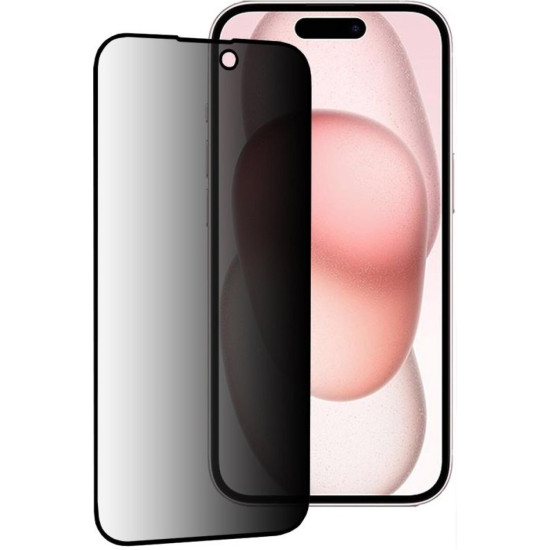 Tempered Glass iPhone 16 / 15 Techsuit 111D Privacy Full Glue Full Face Αντιχαρακτικό Γυαλί Προστασίας Απορρήτου Οθόνης - Black (5949419126626)