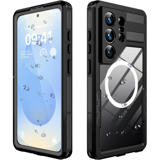 Θήκη Samsung Galaxy S26 Ultra ShellBox Αδιάβροχη Full Body 360° Διάφανη Ανθεκτική με MagSafe IP68 - Black (5949419350618)