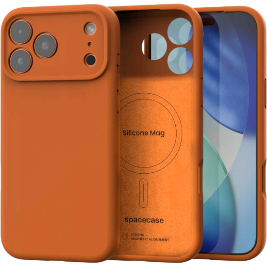 Θήκη iPhone 17 Pro Max Spacecase Silicone Mag Case Σιλικόνης με MagSafe - Orange (5905719138271)